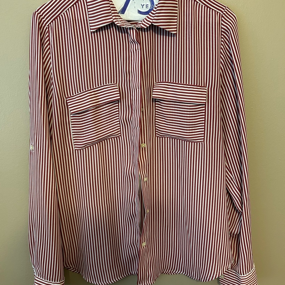 Loft Striped Red and White Shirt